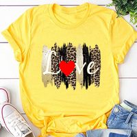 Creative Word Love Leopard Mother Print Casual Short-sleeved T-shirt Women sku image 7