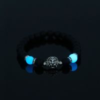 Simple Lion Beaded Black Matte Glass Beads Sky Blue Luminous Beads Bracelet main image 2