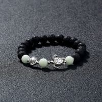 New Simple Turtle Scallop Beaded Black Volcanic Stone Blue Green Luminous Bracelet main image 4