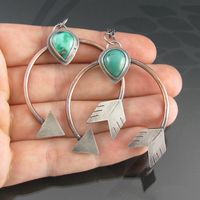 New Retro Turquoise Earrings Creative Arc Heart Arrow Bridal Earrings sku image 1