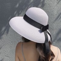Retro Black Straw Hat Sun Hat Sunscreen Vacation Beach Hat main image 3