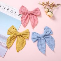 Fashion Hollow Embroidered Children's Hairpin Big Bow Hair Clip Wholesale main image 3