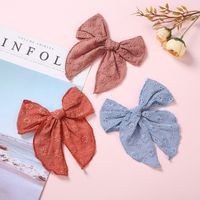 Fashion Hollow Embroidered Children's Hairpin Big Bow Hair Clip Wholesale main image 4