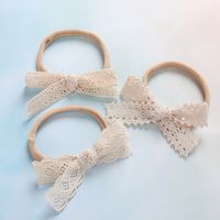 Little Cute Lace Bow Soft Seamless Nylon Elastic Baby Headband main image 4