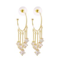 Vintage Geometric Tassel Long Zircon Copper Earrings Wholesale main image 1