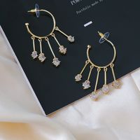 Vintage Geometric Tassel Long Zircon Copper Earrings Wholesale main image 4