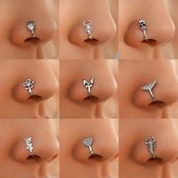 U-shaped Rabbit Spider Butterfly Copper Inlaid Zircon Nose Ring Piercing-free Jewelry main image 1