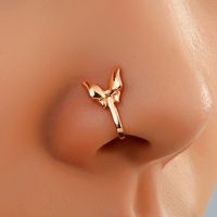 U-shaped Rabbit Spider Butterfly Copper Inlaid Zircon Nose Ring Piercing-free Jewelry main image 3