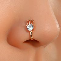 U-shaped Rabbit Spider Butterfly Copper Inlaid Zircon Nose Ring Piercing-free Jewelry main image 5