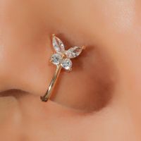 Butterfly Non-pierced Nose Clip Copper Inlaid Zircon U-shaped Nose Ring main image 6