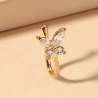 Butterfly Non-pierced Nose Clip Copper Inlaid Zircon U-shaped Nose Ring main image 4
