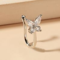 Butterfly Non-pierced Nose Clip Copper Inlaid Zircon U-shaped Nose Ring main image 3