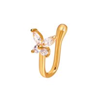 Butterfly Non-pierced Nose Clip Copper Inlaid Zircon U-shaped Nose Ring main image 2