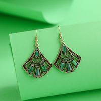 Fashion Fan-shaped Inlaid Beads Protein Diamond Alloy Earrings main image 3