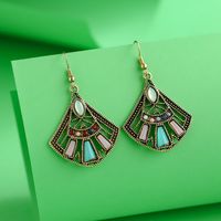 Fashion Fan-shaped Inlaid Beads Protein Diamond Alloy Earrings main image 6