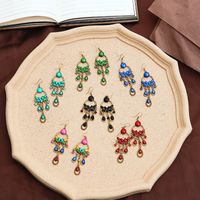 Fashion Long Earrings Flower-shaped Diamond Ethnic Style Alloy Earrings main image 6