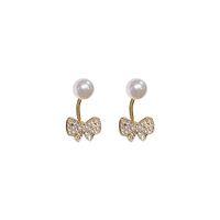 Fashion Pearl Rhinestone Butterfly Stud Earrings Simple Alloy Earrings main image 6