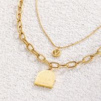 Mode Einfache Mehrschichtige Kette Titan Stahl Schmuck Überzogene 14 Karat Echtgold Brief Halskette main image 1