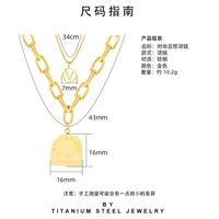 Mode Einfache Mehrschichtige Kette Titan Stahl Schmuck Überzogene 14 Karat Echtgold Brief Halskette main image 5