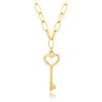 Simple Plain Titanium Steel Pendant Heart Key Necklace Wholesale main image 3
