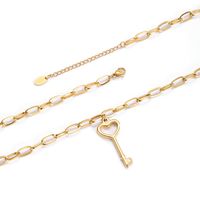 Simple Plain Titanium Steel Pendant Heart Key Necklace Wholesale main image 4
