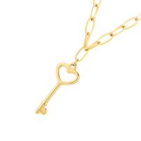 Simple Plain Titanium Steel Pendant Heart Key Necklace Wholesale main image 6