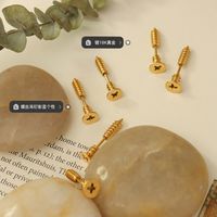 Simple Titanium Steel Gold-plated Screw Earrings Wholesale main image 3