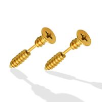 Simple Titanium Steel Gold-plated Screw Earrings Wholesale main image 6