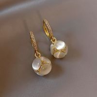 Pendientes Simples De Ópalo, Hebillas De Oreja De Circón De Cobre Para Mujer, Venta Al Por Mayor main image 2