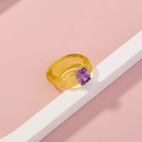 Simple Imitation Diamond Resin Fashion Transparent Candy Color Ring main image 2