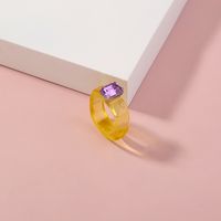 Simple Imitation Diamond Resin Fashion Transparent Candy Color Ring main image 3