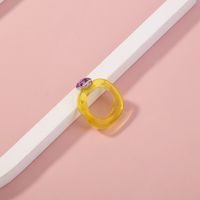 Simple Imitation Diamond Resin Fashion Transparent Candy Color Ring main image 4