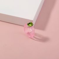 Simple Imitation Diamond Resin Fashion Transparent Candy Color Ring main image 5