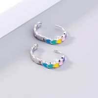Fashion Color Heart Ear Buckle Enamel Porcelain Drop Oil Copper Earrings main image 3
