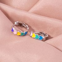 Fashion Color Heart Ear Buckle Enamel Porcelain Drop Oil Copper Earrings main image 5