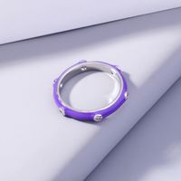 Simple Women's Colorful Rainbow Zircon Enamel Porcelain Copper Ring main image 3