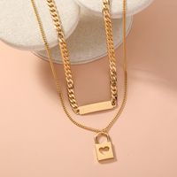 Fashion Metal Hollow Heart Lock Multi-layered Alloy Necklace Wholesale main image 4