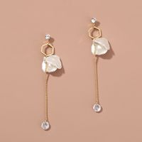 Fashion Imitation Pearl White Leaves Simple Long Tassel Alloy Earrings main image 5