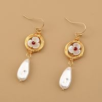 Fashion Pearl Long Earrings Simple Flower Drop Alloy Earrings main image 3