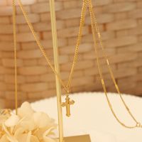Retro Titanium Steel 18k Bracelet Necklace Set Simple Cross Alloy Jewelry main image 1