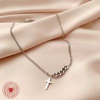 Simple Fine Hollow Chain Cross Necklace Clavicle Chain Titanium Steel Necklace main image 3
