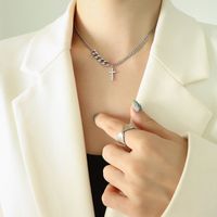 Simple Fine Hollow Chain Cross Necklace Clavicle Chain Titanium Steel Necklace main image 4