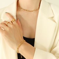 Fashion Simple Geometric Titanium Steel 18k Necklace Bracelet main image 5