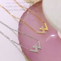 Fashion Letter W Zircon-encrusted Titanium Steel Plated 18k Real Gold Necklace main image 4