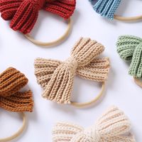 7-color Autumn And Winter New Baby Wool Bow Nylon Headband main image 4