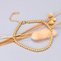 Rose Gold Color Gold Korean Fashion Round Bead Titanium Steel Bracelet sku image 2
