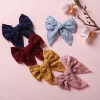 Children's Hairpin Embroidery Girl Bow Hairpin Cotton Linen Clip main image 3