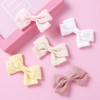 17 Color Bump Slub Jacquard Cotton Baby Girl Cute Folded Edge Clip main image 5