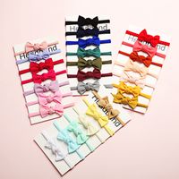 New Solid Color Super Soft And Seamless Nylon Baby Cute Bow Rubber Band Headband main image 2