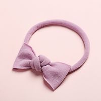 New Solid Color Super Soft And Seamless Nylon Baby Cute Bow Rubber Band Headband main image 3